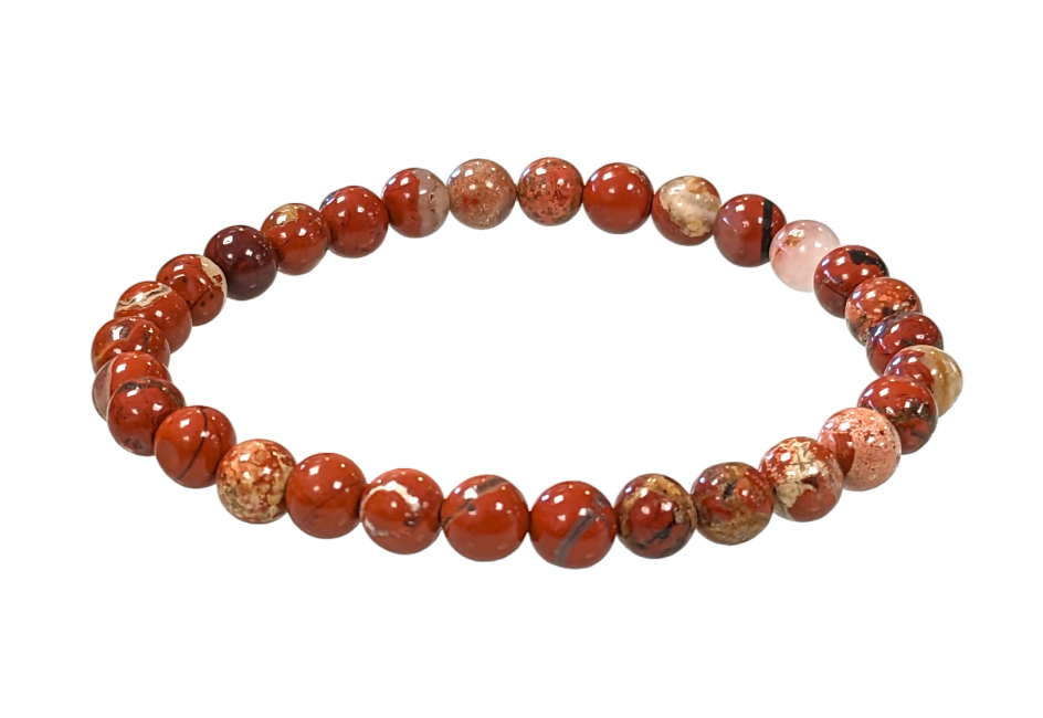 Bracciale in diaspro rosso, perline da 6-7 mm