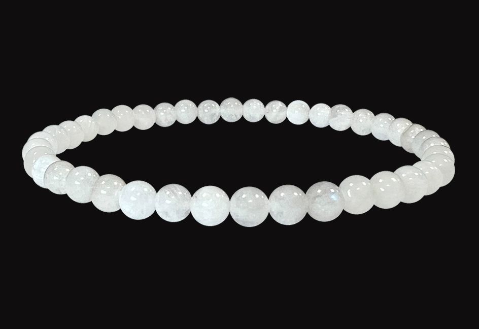 Bracciale in pietra di luna bianca A perline da 4-5 mm