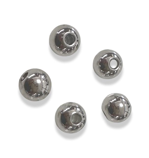 Perline con ciondolo distanziatore a sfera in acciaio inossidabile color argento 3 mm x100