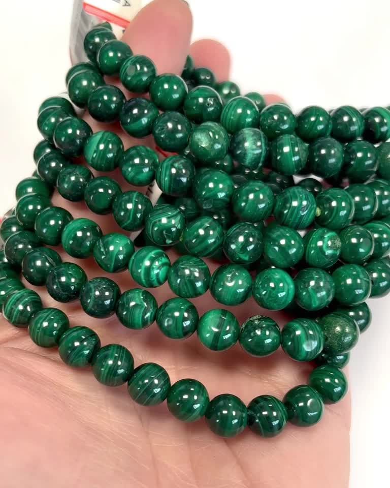 Bracciale perle di malachite 7,5-8,5 mm