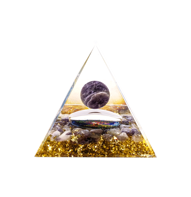Piramide di orgonite Ametista Albero della vita