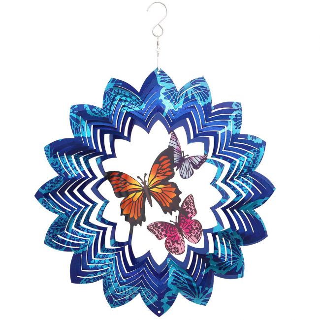 Campanello a vento 3D farfalla multicolore in acciaio 30cm