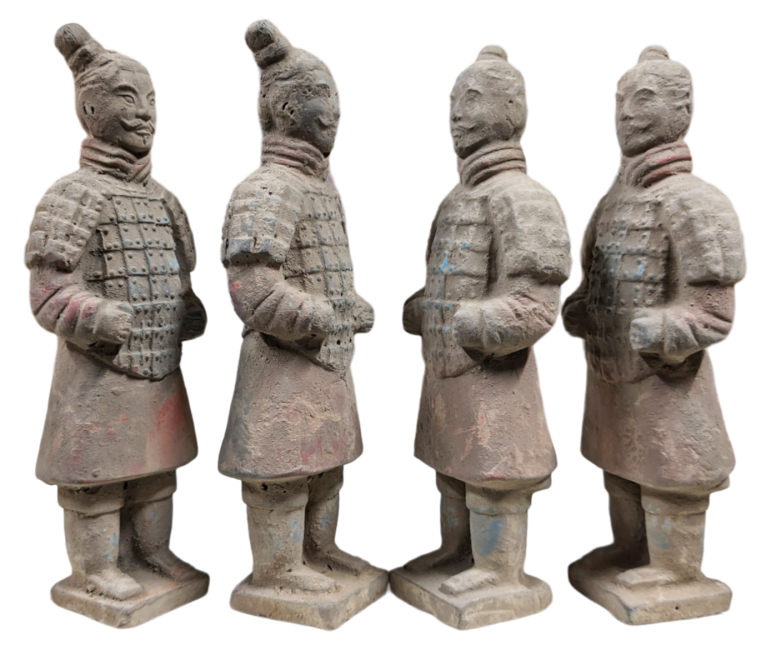 Statua antica del guerriero in terracotta colorata 16 cm x 4 pezzi