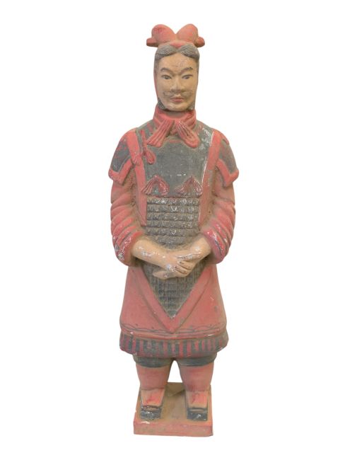Statua antica in terracotta colorata, generale, 26 cm