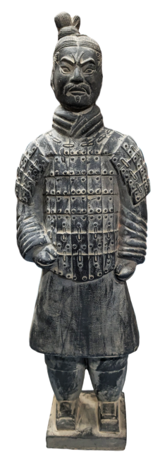 Statua Guerriero in Terracotta Nera 50 cm