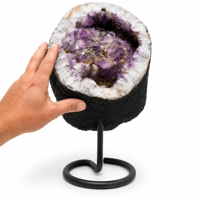 incenso ad Geode di ametista brasiliana A su base, 8,4 kg|it