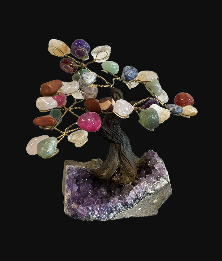Albero della Vita Pietre multicolori su Geode