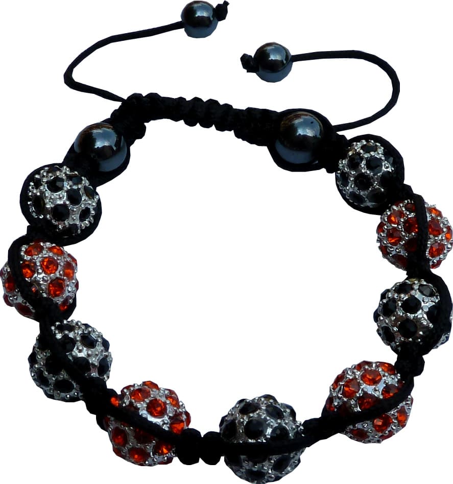 Shamballa 9 pietre arancioni e nere