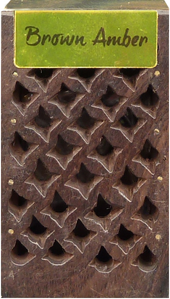 Scatola di legno contenente 5 g di ambra marrone X3