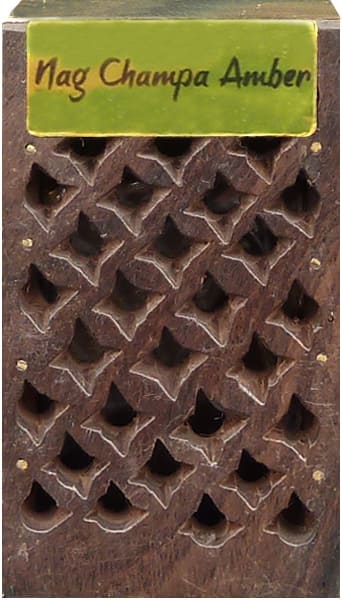 incenso ad Scatola di legno contenente 5 g di nag champa amber X3