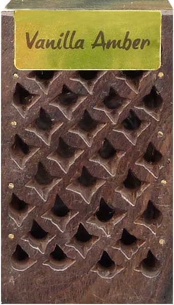 incenso ad Scatola di legno contenente 5g di ambra vanigliata X3