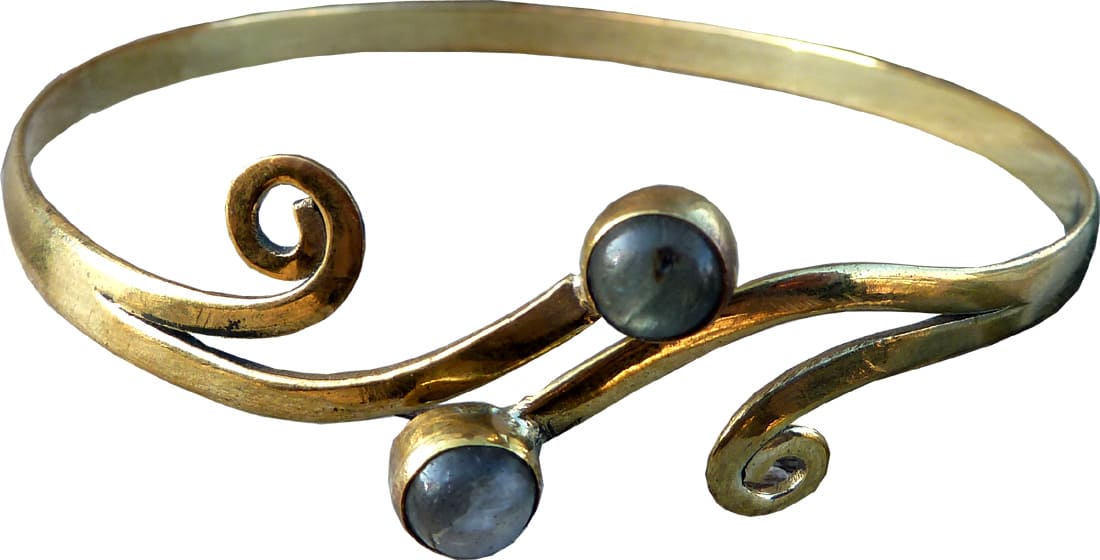 Bracciale fiore doppio labradorite in bronzo