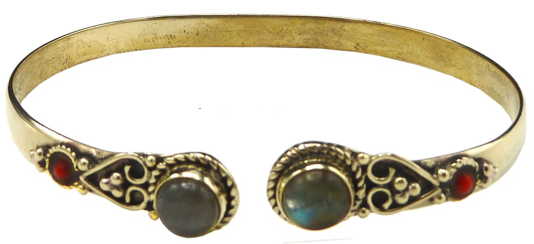 Doppio bracciale in bronzo labradorite