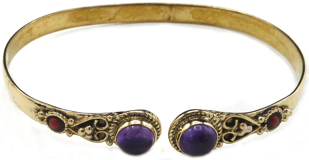 Bracciale in bronzo con doppia Ametista