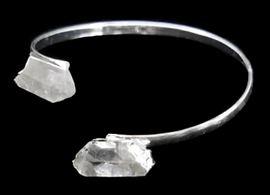 Doppio braccialetto Cristallo di rocca placcato argento