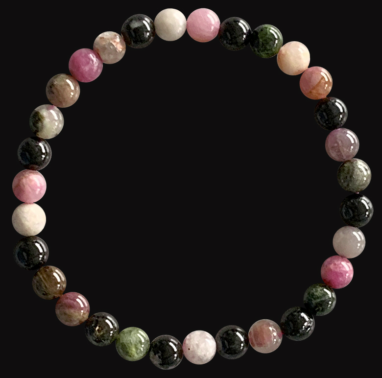 Bracciale in Tormalina multicolore perline da 6mm