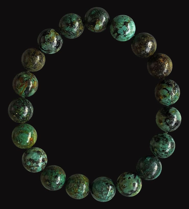 Bracciale africano turchese naturale A perline 10mm