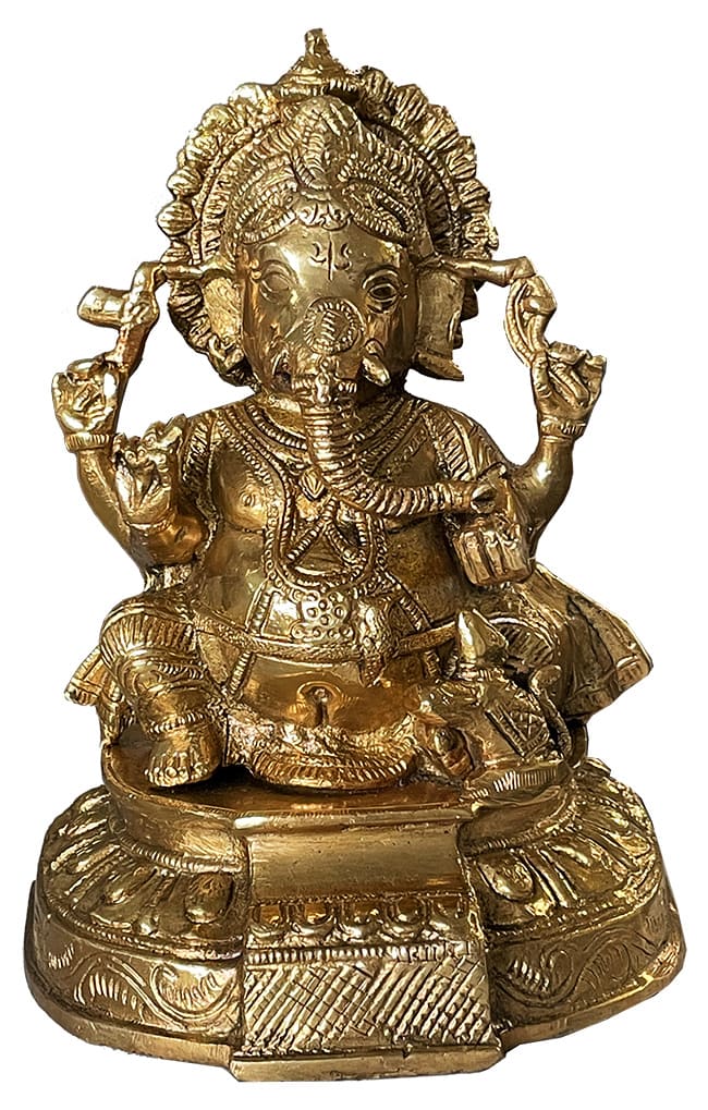 Ganesh indù seduta in ottone 19cm