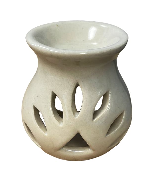 Bruciatore olio ceramico traforato bianco 9cm