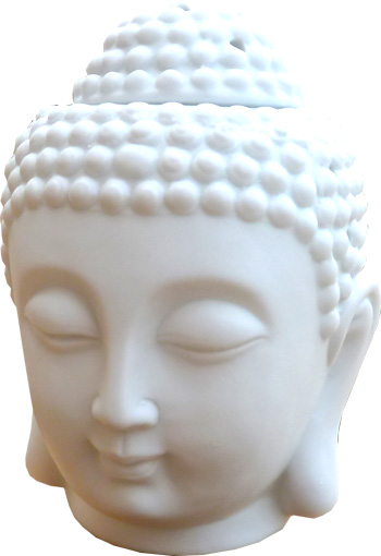Bruciatore olio ceramica testa di Buddha bianco 14cm