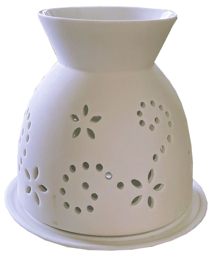Bruciatore olio ceramico traforato bianco 12cm