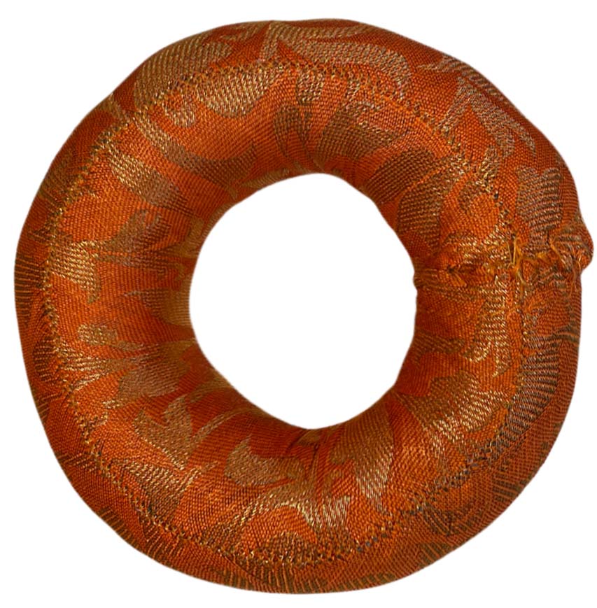 Cuscino rotondo arancione per campana tibetana 10cm