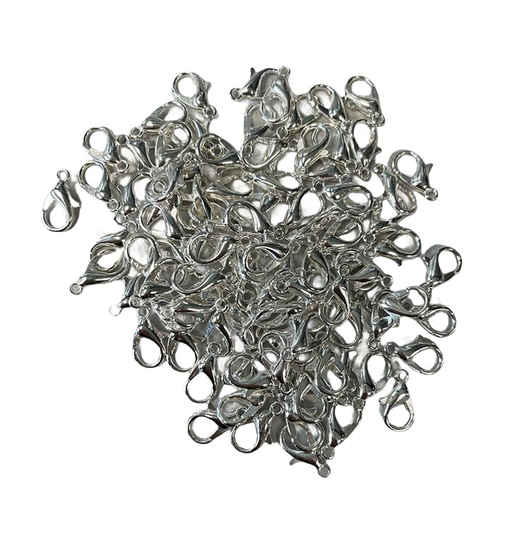 Fermagli a molla per collane o bracciali metallo argento 12mm x100