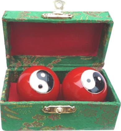 Boules de massage ying yang rouge 4,5 cm