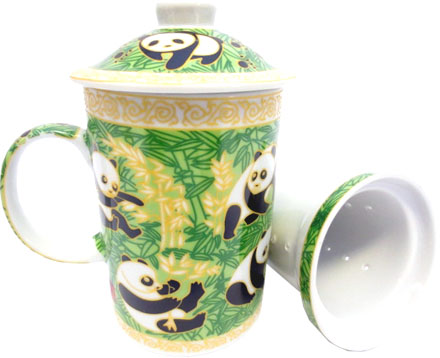 Tazza da teiera in porcellana verde con panda
