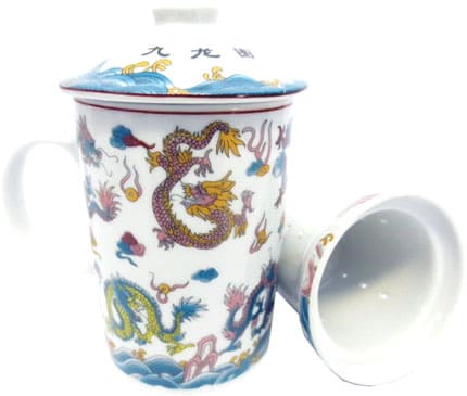 Tazza da teiera in porcellana con drago colorato