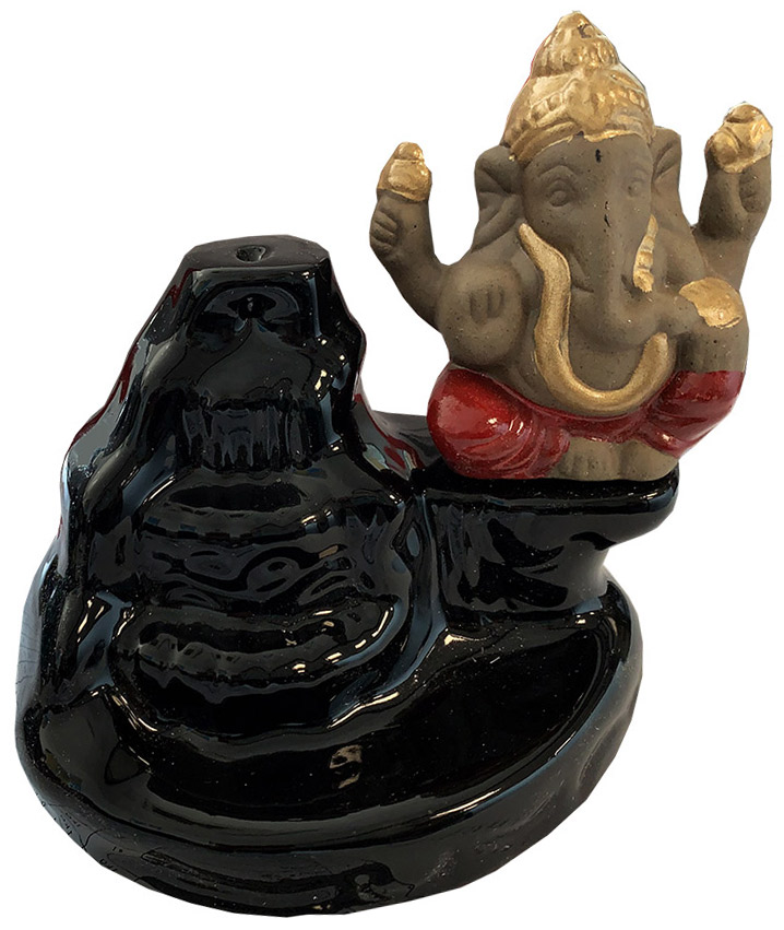 Porta incenso backflow ceramica Ganesha 14cm