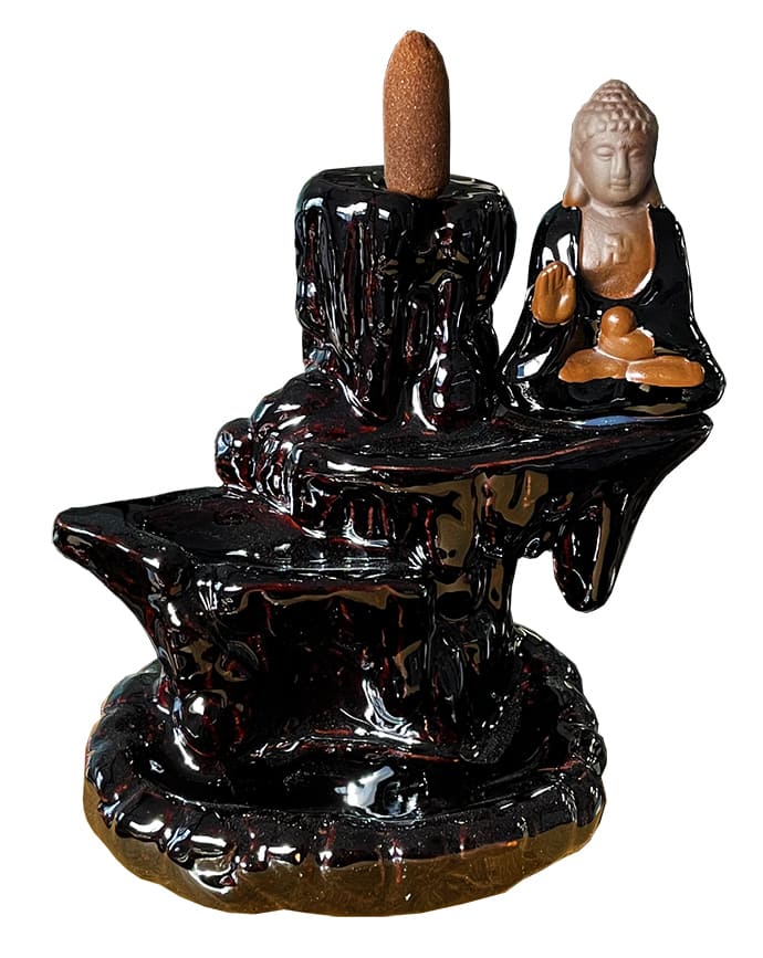 Porta incenso backflow ceramica Buddha 15cm