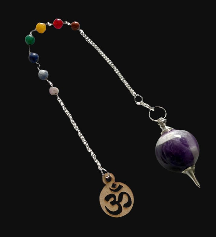 Pendolo sfera ametista Om & 7 chakras 4cm