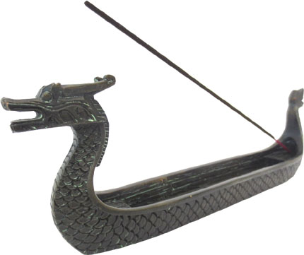 Porta-incenso per dragon boat nero 22cm