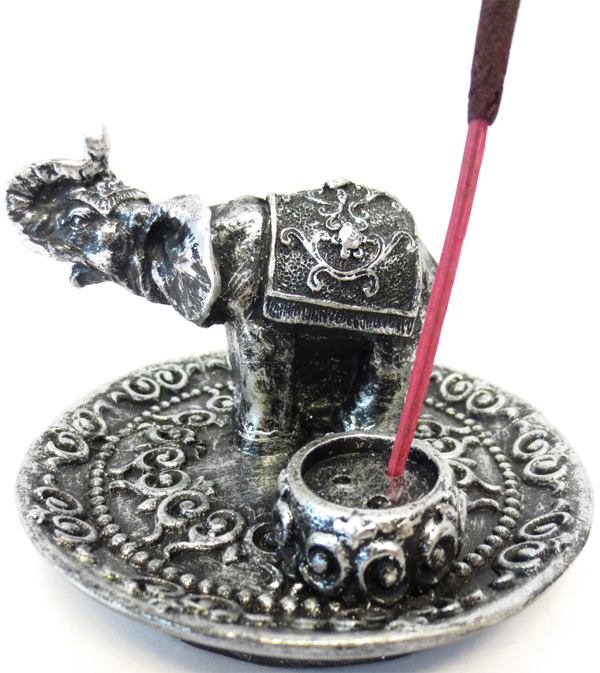 Porta incenso rotondo elefante in argento 8,50 cm