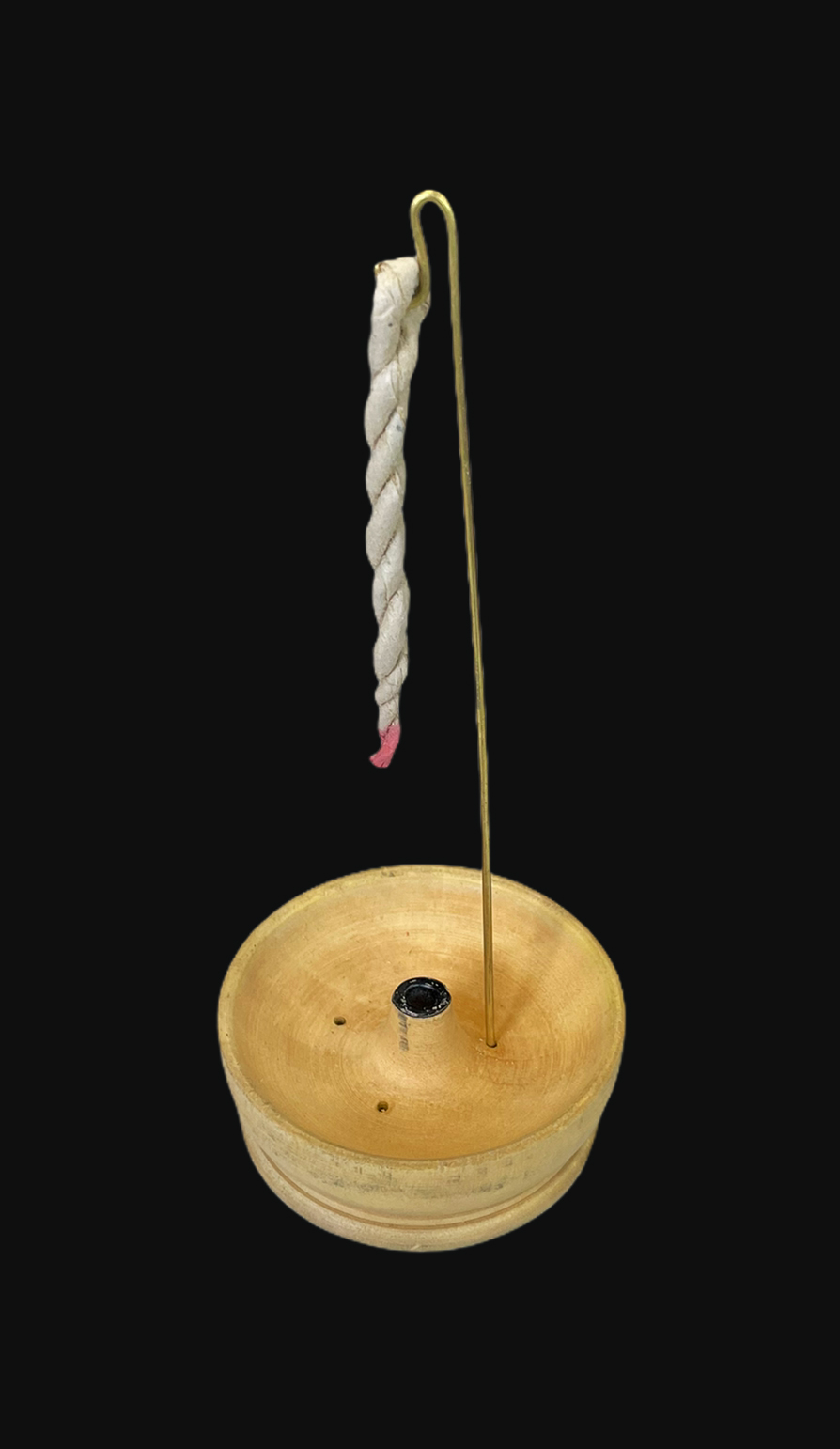 Porta incenso Stringhe in legno rotondo 9.5cm