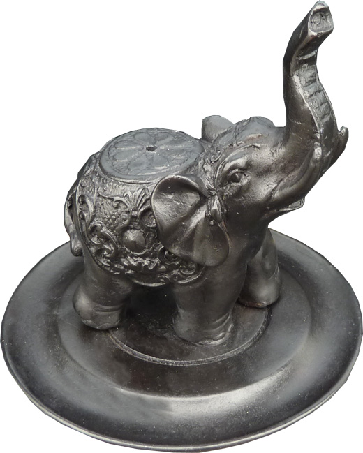 Porta incenso rotondo in resina elefante 10cm