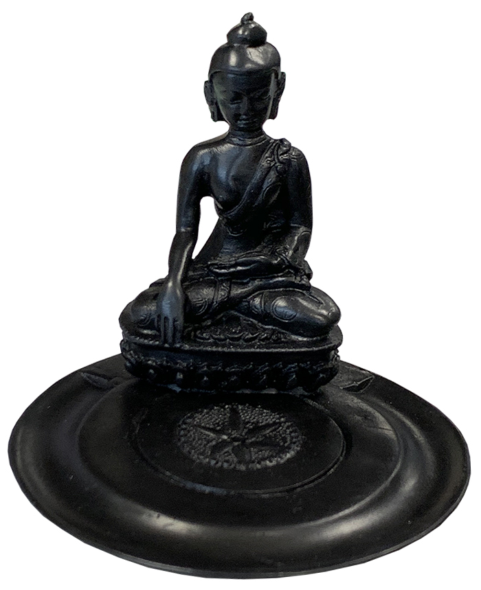 Porta incenso rotondo in resina Buddha 10cm