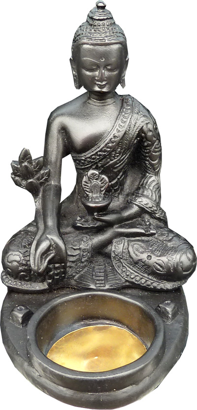 Jeteven Portacandele Portacandele di Incenso Statua di Budda Nera Realizzata con Portacandele in Resina Incenso Decorativo Zen Buddha 