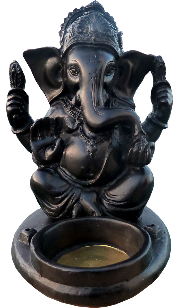 Portacandele in resina per incenso Ganesha 10x12x8cm