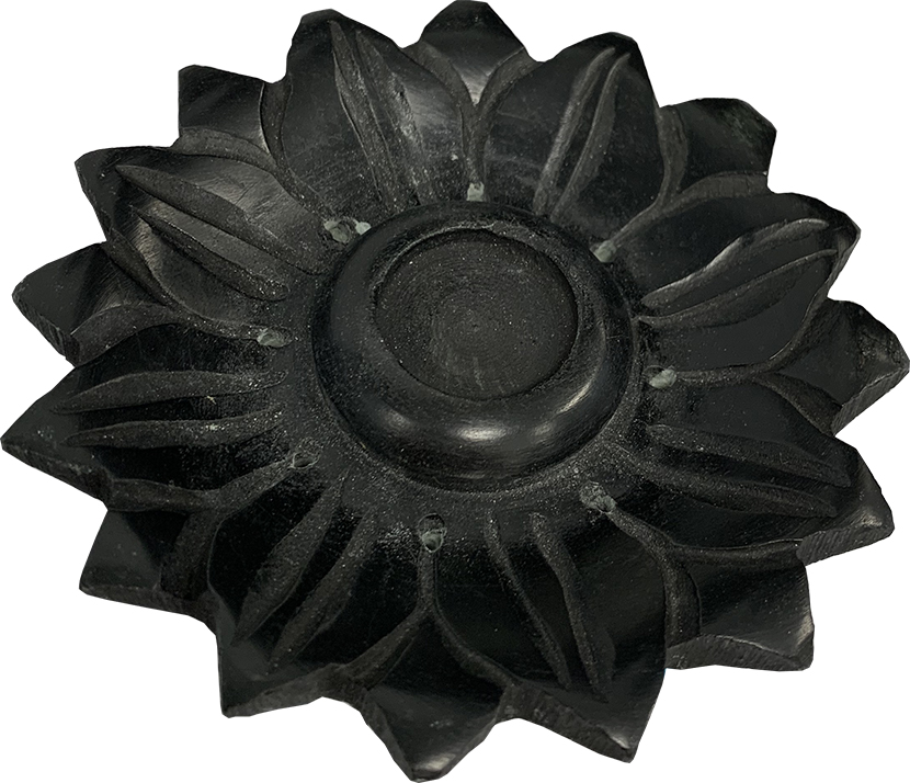 Porta incenso in pietra Lotus nero x4 10cm