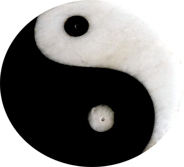 Porta incenso in pietra ying-yang bianco e nero 10cm