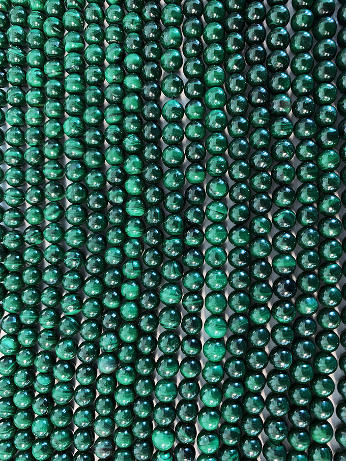 Perline di Malachite da 8mm su filo da 40cm