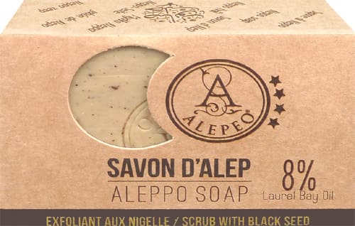 Sapone d'Aleppo alepeo esfoliante con nigella 8% 100g