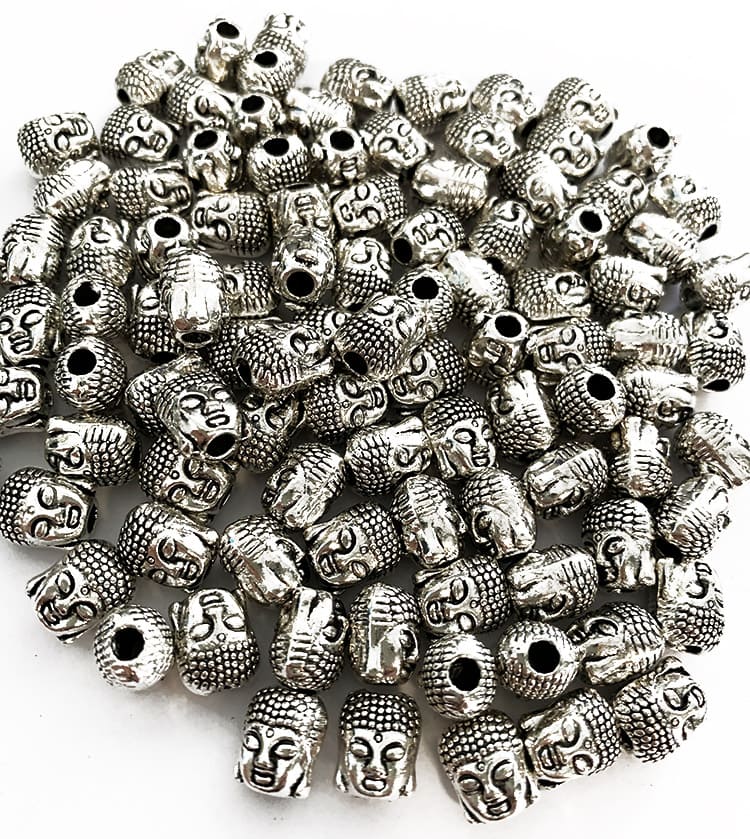 Perline charm’s rotonda testa di buddha argento 8mm x100