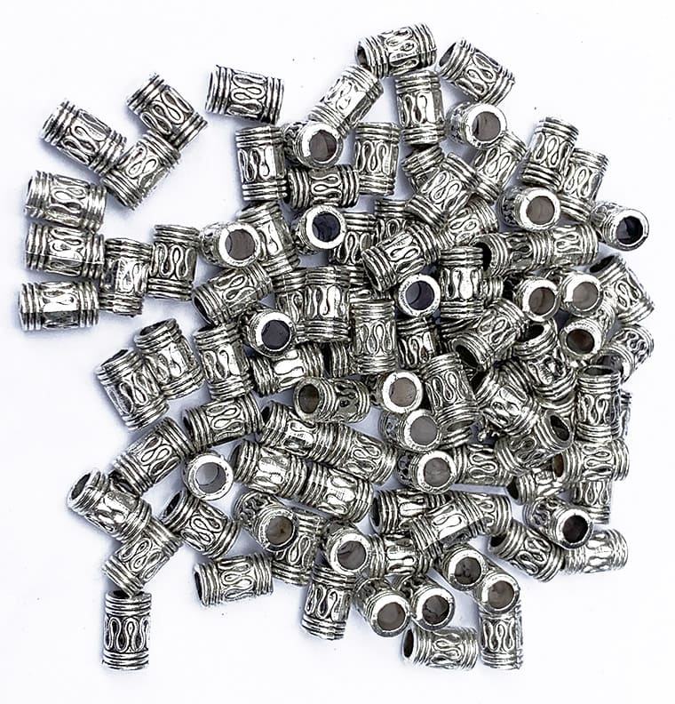Distanziale in metallo argento tubo tribale 6mm x100