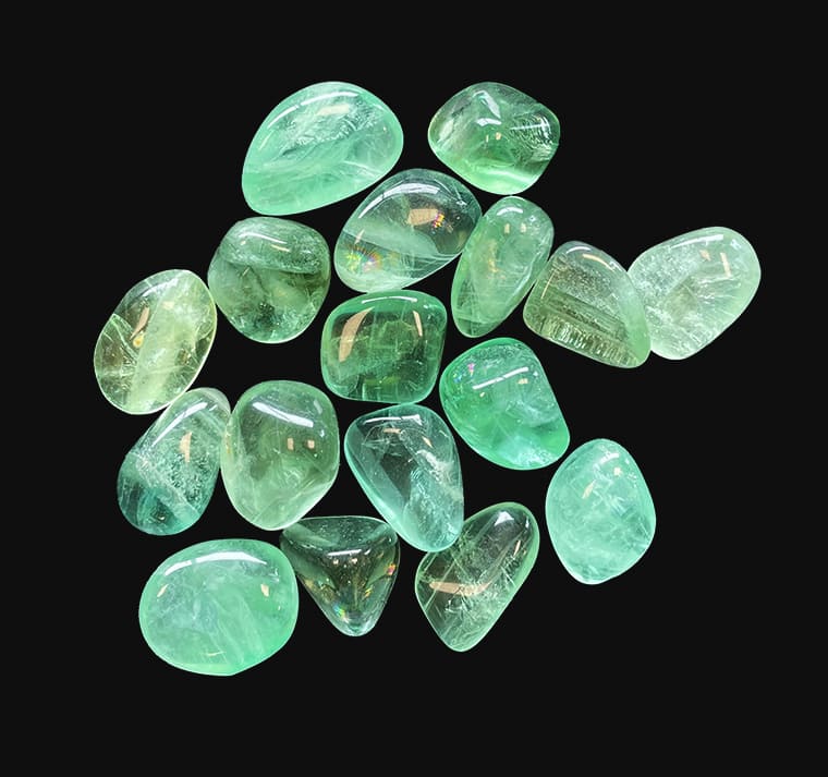 Pietre barilate di fluorite verde AA 250g
