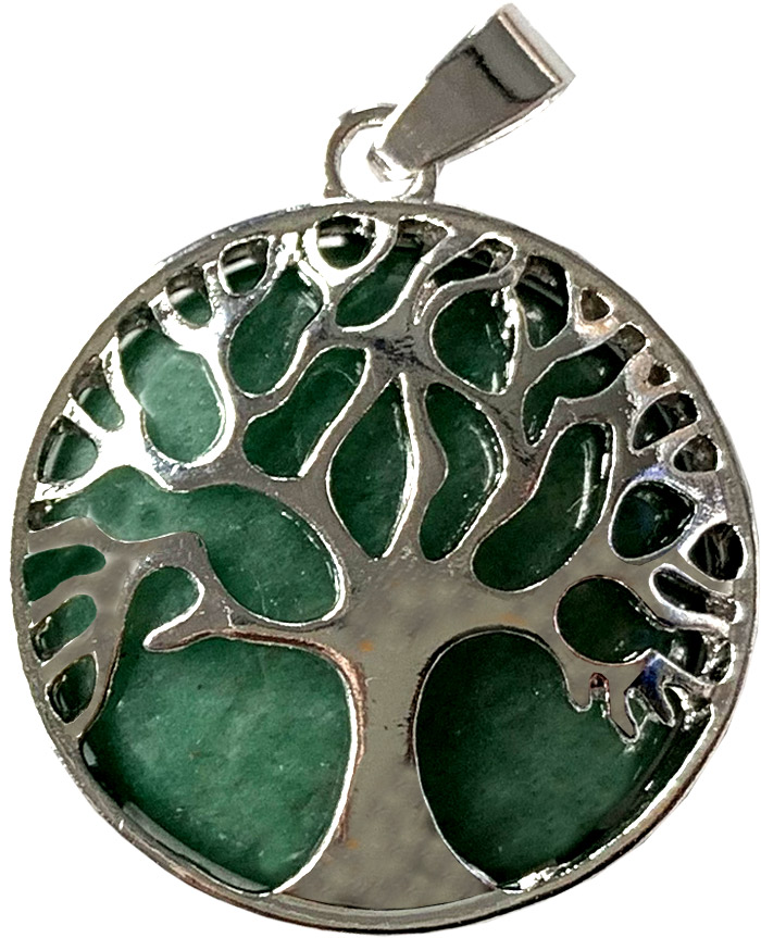 Ciondolo albero della vita in metallo Aventurine & pietra 3cm