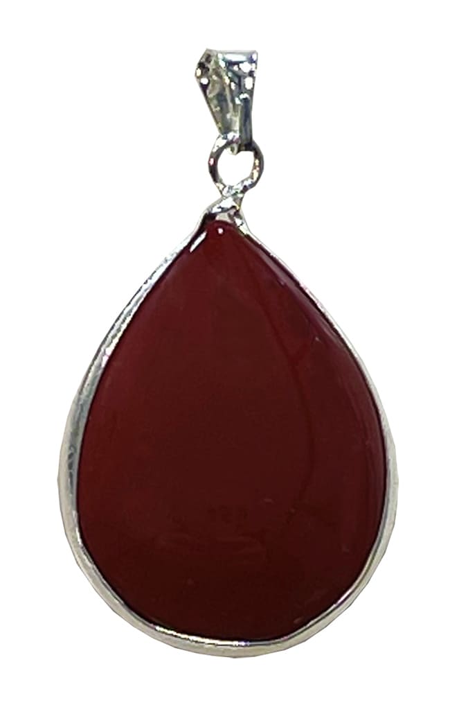 Pendente a goccia in Diaspro Rosso placcato argento