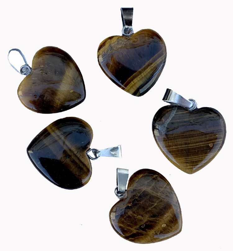 Pendente cuore Occhio di tigre x5